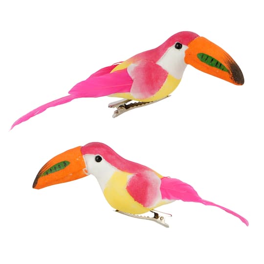 7.8&#x22; Pink Decorative Toucan Birds by Ashland&#xAE;, 2ct.